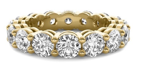 5 Ct Round Lab Grown Diamond Eternity Band Ring 14k Yellow E VS GIA Authenticate - Picture 2 of 5