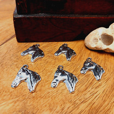 5 Pferdekopf / Pferdeköpfe Charms Kettenanhänger Schmuckherstellung DIY (4)