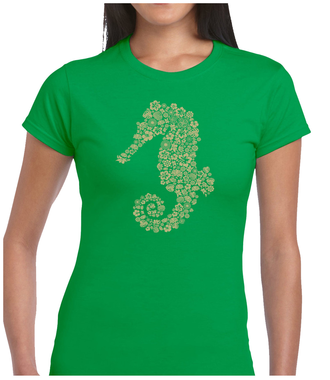 SEAHORSE FLOWERS LADIES T SHIRT FUNNY COOL NATURE ANIMAL LOVER DESIGN GIFT IDEA image 3