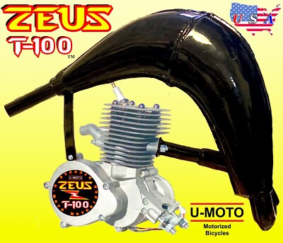T-100 YD100 New 100cc Bicycle Engine Only with Spark Plug And MONSTER POWER PIPE