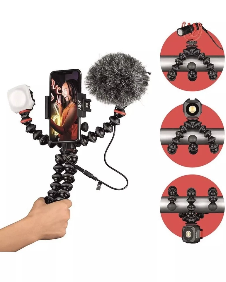 Joby GorillaPod Smartphone Vlogging Kit | Mic & LED Light | Portable & Trusted - Image 2 of 4
