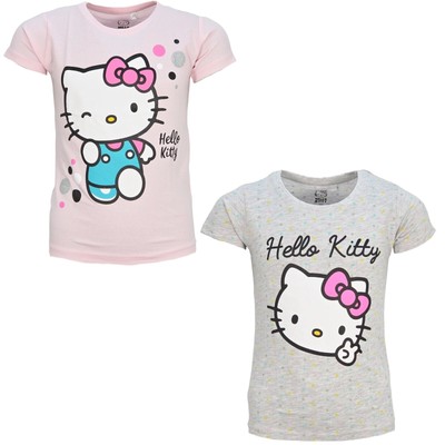 Hello Kitty Kinder Mädchen kurzarm T-Shirt Shirt Gr 104 bis 134, Baumwolle