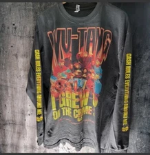 CUSTOM WUTANG LONG SLEEVE 4 SIDDED PRINT SHIRT LA APPAREL VINTAGE FADE