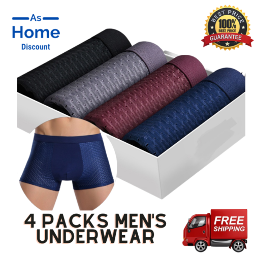 PACK de 4 sous-vêtements hommes bambou boxer shorts ensemble sous-vêtements respirants hommes - Photo 1/32