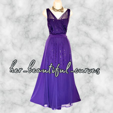 DAVID EMANUEL PURPLE SEQUINS WEDDING OCCASION EVENING PARTY DRESS SIZE 22