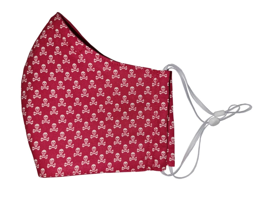 Skull & Crossbones ~ Ladies Shaped Face Mask, Triple Layer, Nose Wire ~  Made UK - Image 2 of 4