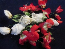 Vtg Millinery Flower Collection Red White w/Roses 1 1/2-2" H4541
