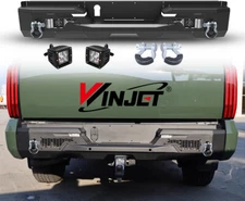 Heavy Duty Steel Rear Bumper For 2022 2023 2024 2025 Toyota Tundra w/LED Lights