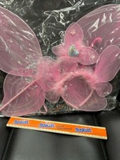 Pink fantasy butterfly wings with wand and headband 
