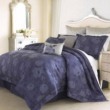 CHARISMA AMELIA FLORAL FULL/QUEEN DUVET COVER SHAMS BEDSKIRT PILLOW SET-BLUE-8PC