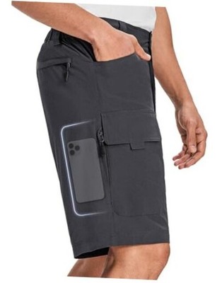 Mens Hiking Shorts Phone-Pocket: Lightweight Quick Dry 36 Regular Dark Grey