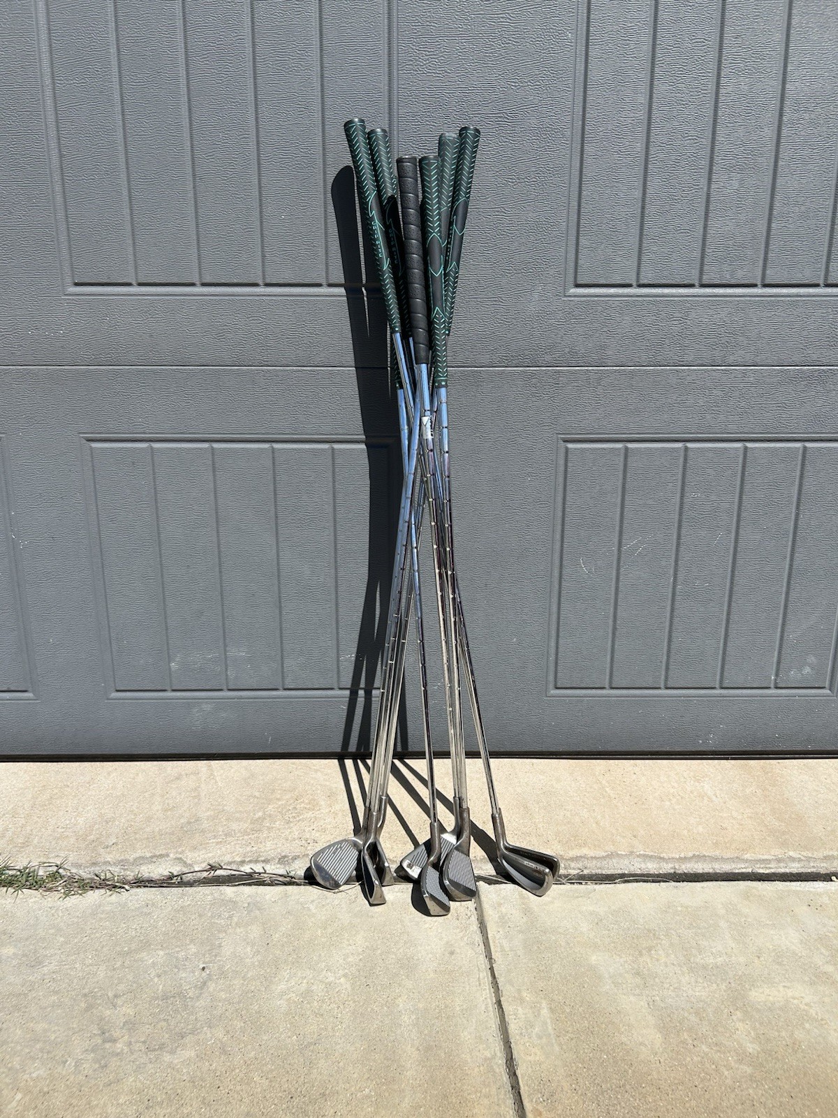 Set Golf Clubs Silver Black Steel Heads