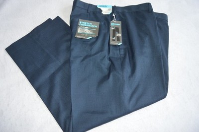 NWT Savane Mens Stretch Crosshatch Dress Pants Straight Fit Blue 40x29