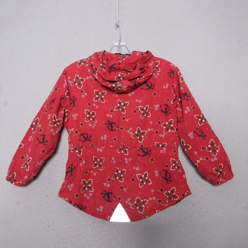 Vintage LL Bean Jacket Anorak Girls Small Red Bandana Print Ski Nylon Pockets - Picture 2 of 14