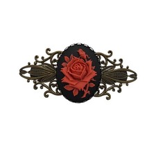 Vintage Cameo Rose Flower Hair Barrette.