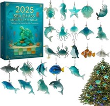 Sea Glass Advent Calendar 2025, 24-Day Christmas Countdown Calendar Featuring Re