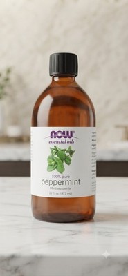 NOW Essential Oils, Peppermint Oil, Steam Distilled, 100% Pure, Vegan, 16-Ounce