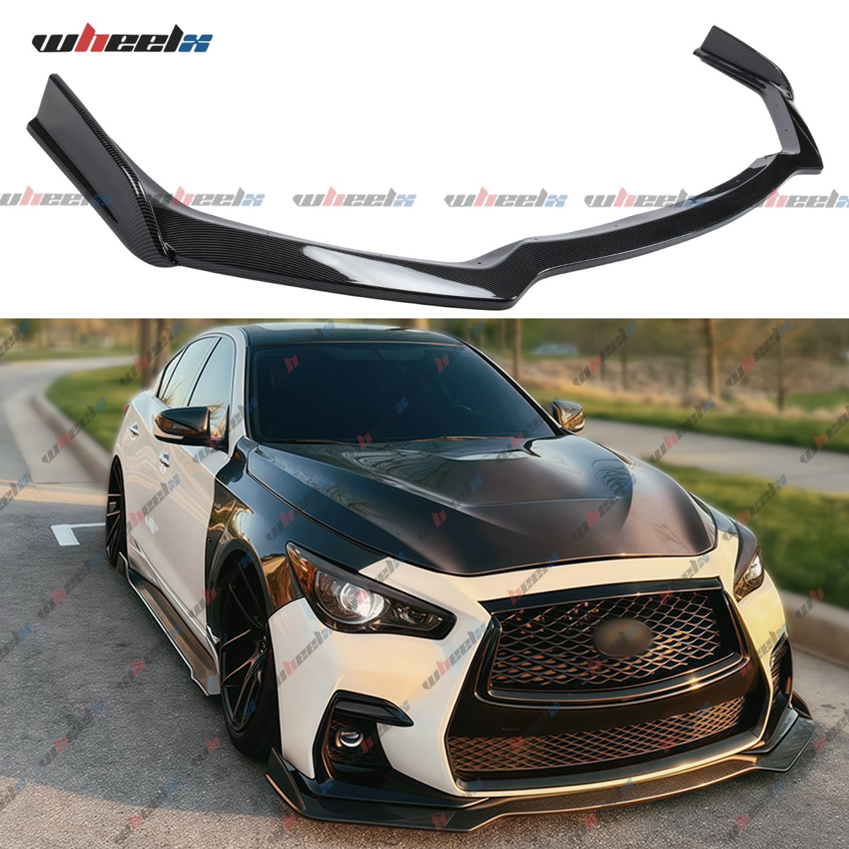 For Infiniti Q50 2018-2024 Base Carbon Fiber Print PP 3PC