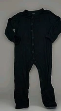 KYTE Baby Boy/Girls Midnight Black Snap Button Overall Pajama 3-6Months