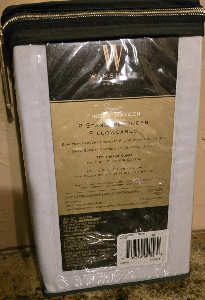 Wamsutta Silver Finest Sateen 2 标准枕套 725 TC 100% Supima 棉 — 第 2/3 张图片