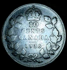 1936 Canadian 80% Silver 10 Cents King George V Circulated Canada Dime