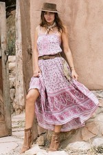 Spell & The Gypsy Jasmine Midi Dress XL Boho Floral Designer Purple Summer Long