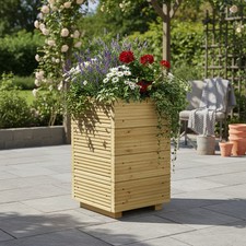 Small Tall Garden Wooden Decking Patio Planter Trough Herb Garden