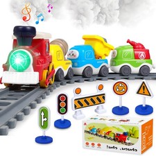 Electric Train Set for Toddlers 3-5 4-8 with Large, Red, Multicolored