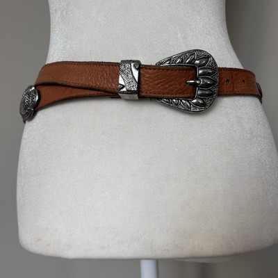 Western Silver Concho Belt White Faux Leather Boho Cowboy Festival Southwestern Amazon.com: Xyulaan Western Belts for Woman, Boho Disk  main image 4