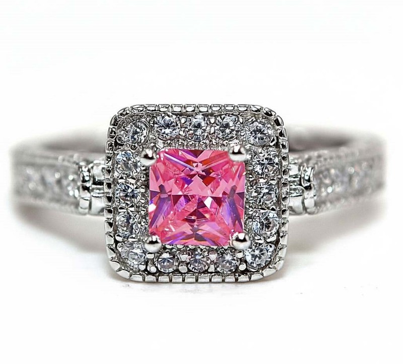 2CT Heat Treated Pink Topaz 925 Sterling Silver Ring Jewelry Sz 6