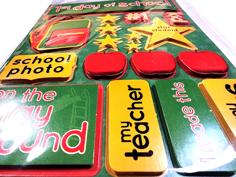 1st Day Of School Playground Photo Class Teacher Student 3D Stickers RARE 2005 - Image 2 of 2