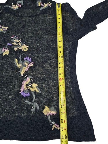 Suéter Dolce Cabo Mezcla Mohair Mujer XL Floral Bordado Adornado Malla Top - Imagen 14 de 20