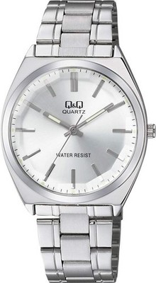 Q&Q Analog Watch QB78 201 Metal Band Water Resistant Silver Mens Casual