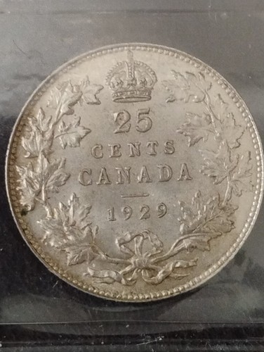 1929 Canadian 25 cent MS 62