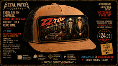 ZZ Top Sharp Dressed Man Hat, Metal Patch, Snapback