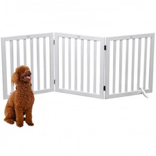 Dog Gate Wooden Freestanding Pet Gate 3 Panel 23.6" Heigh