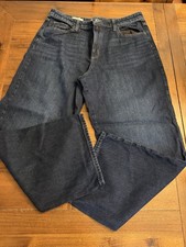 Euc Women's Universal Thread High-Rise Wide Leg Relaxed Dark Wash Size 14R