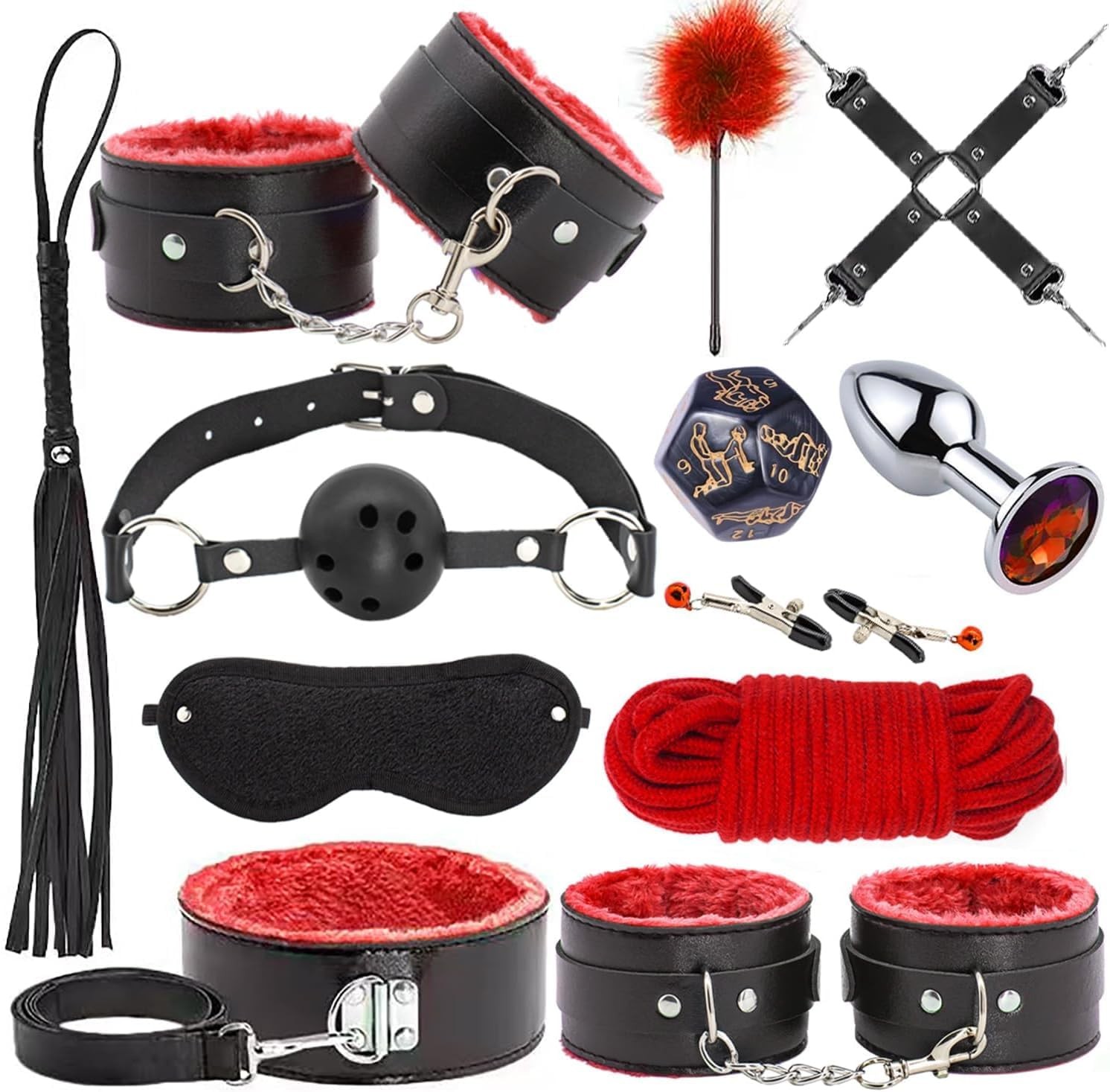 BDSM Bondage Restraints for Adult Toys, 12 Pcs Bondage Gear and Accessories S...