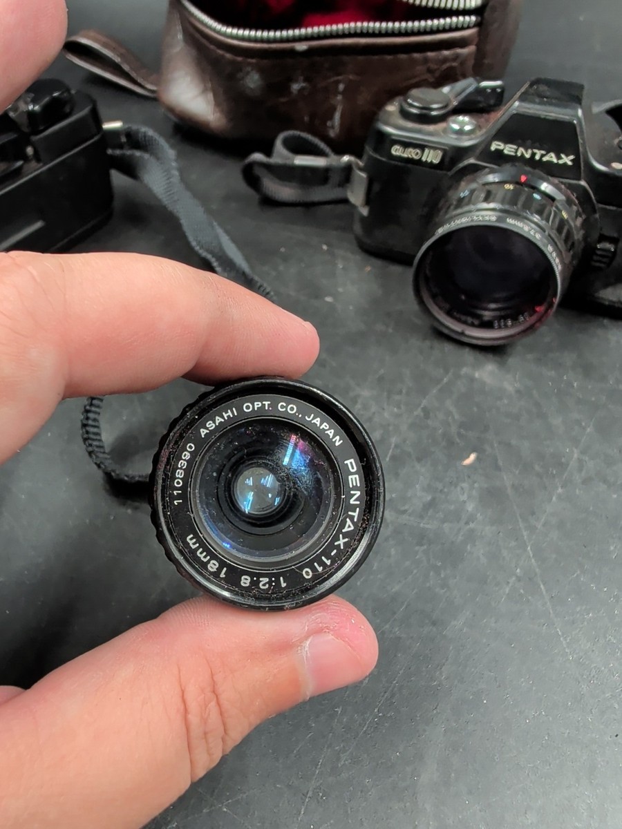 3 Lens Set 2 Pentax Auto 110 Film Camera w/ 18mm 24mm 50mm