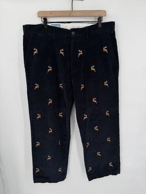 Castaway Nantucket Corduroy Embroidered Mens Pants  Navy Blue 38x27 Reindeer