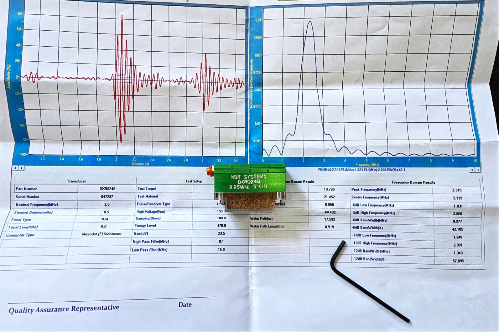 NDT Dual Element Contact Probe, NDT Systems Type DXR0248, 2.25 MHz