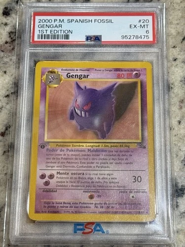 2000 1st Edition Gengar #20 Spanish Fossil Set Pokemon Card Non-Holo PSA 6