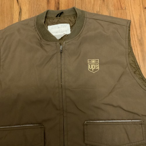 GILET VINTAGE GA RIVERS UOMO UPS DRIVER UNIFORME MARRONE FULL ZIP TRAPUNTATO FODERATO XL!! - Foto 2 di 5