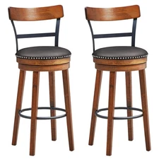 Set of 2 BarStool 30.5" Swivel Pub Height Dining Chair with Rubber Wood Legs
