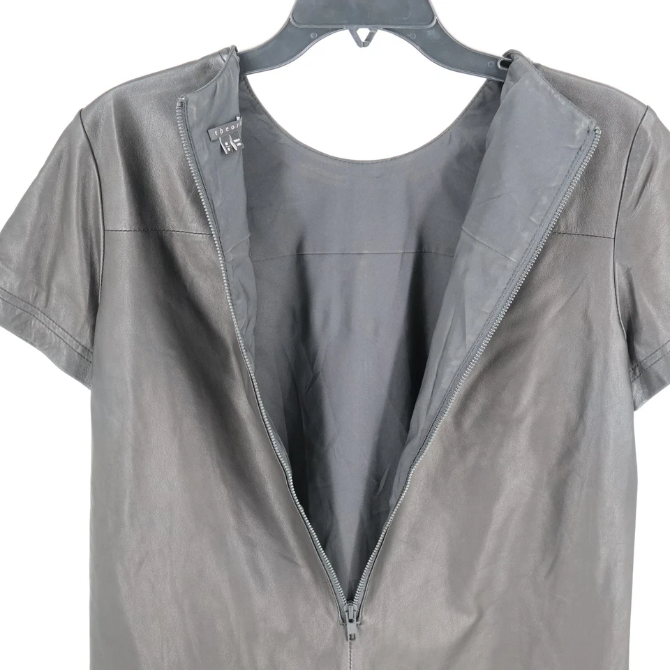 Theory Camisa Negra Manga Corta Piel Cordero US 6/M Foto 4 de 4