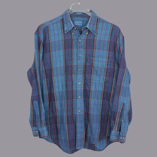 Pendleton Plaid Shirt Large Button Down Blue Button Down