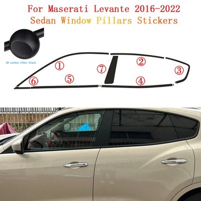 3D CF black Chrome Delete Window Trims sticker For Maserati Levante 2016-2022