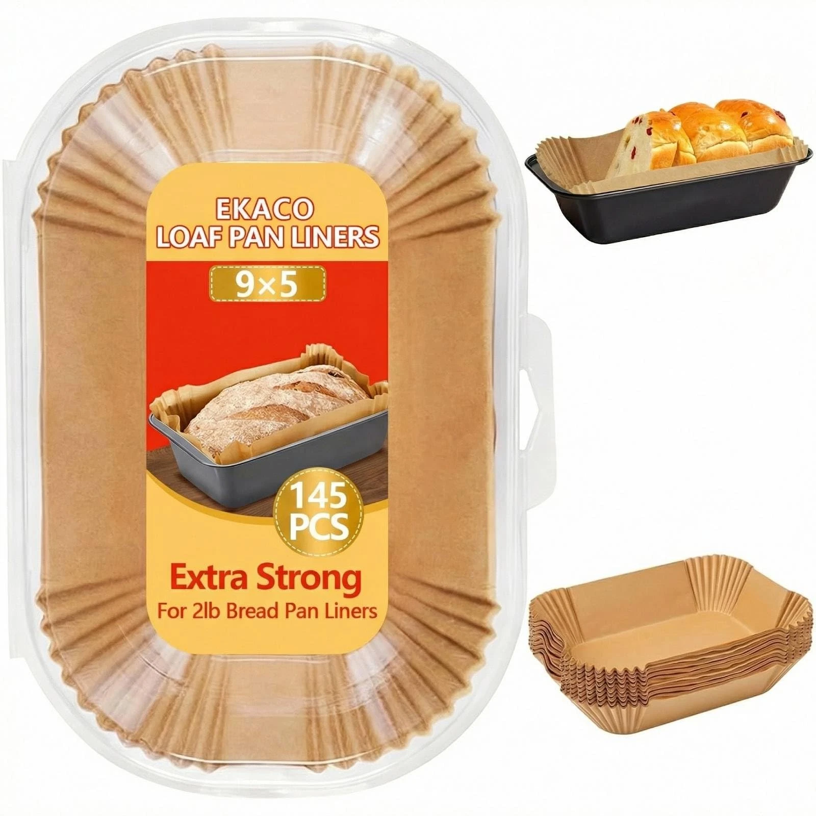 145PCS Loaf Pan Liners, 9x5 Inch Loaf Pan Liners Baking Bread, Non-Stick Pre-...