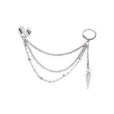 Vintage Tassel Dangle Ear Cuff Crawler Climber Earring for Women Stainless Steel