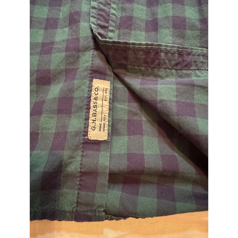 G.H. Camisa con botones a cuadros verde y azul marino Bass & Co, para hombre talla X Foto 3 de 4